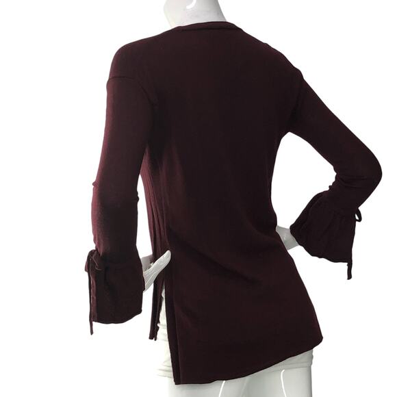 J Crew Womens Size XXS Sweater Merino Wool Bell Sleeve High Low Hem V Neck - Picture 6 of 16